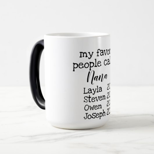 personalisierte Großmutter/Nana-Tasse mit Namen Verwandlungstasse (Vorderseite Links)