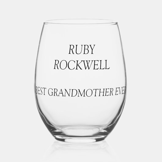 Personalisierte Großmutter Weinglas Ohne Stiel (Vorderseite)