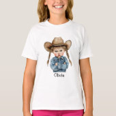 Personalisierte Grumpy Cowgirl in Denim Jacket T-Shirt (Vorderseite)