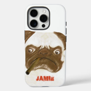Personalisierte Grumpy Puggy mit Cigar iPhone 16 Pro Hülle