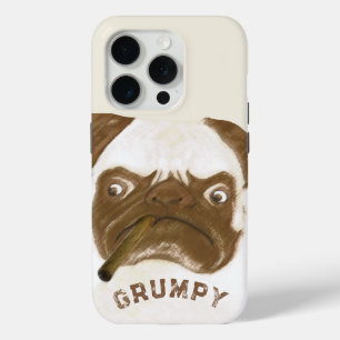 Personalisierte Grumpy Puggy mit Cigar iPhone 15 Pro Hülle
