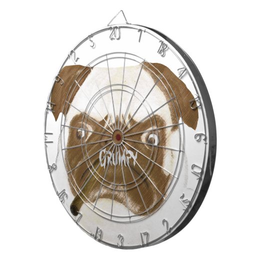 Personalisierte Grumpy Puggy mit Cigar Dartscheibe (Vorderseite rechts)