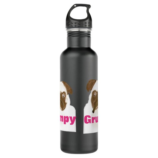 Personalisierte Grumpy Puggy mit Cigar Edelstahlflasche (Vorderseite)