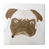 Personalisierte Grumpy Puggy mit Cigar Fliese (Vorderseite)