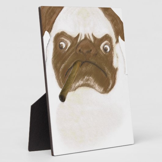 Personalisierte Grumpy Puggy mit Cigar Fotoplatte (Seite)