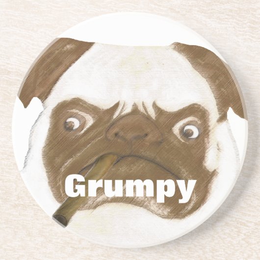 Personalisierte Grumpy Puggy mit Cigar Getränkeuntersetzer (Vorne)