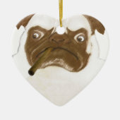 Personalisierte Grumpy Puggy mit Cigar Keramik Ornament (Vorne)