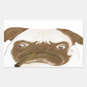 Personalisierte Grumpy Puggy mit Cigar Rechteckiger Aufkleber