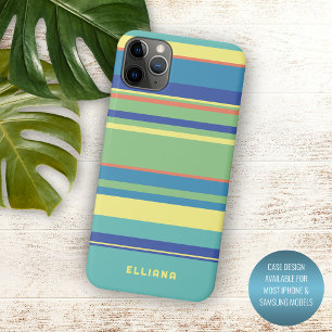 Personalisierte Grün Blau Orange Gelb Streifen Case-Mate iPhone Hülle