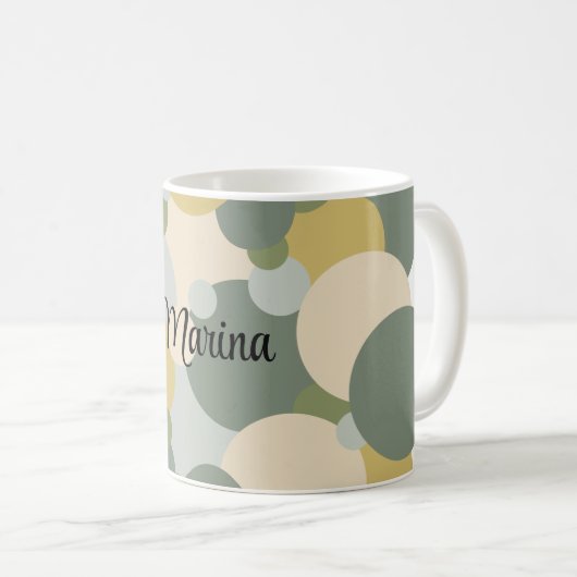 Personalisierte grün-gelbe Moleküle Kaffeetasse (VorderseiteRechts)