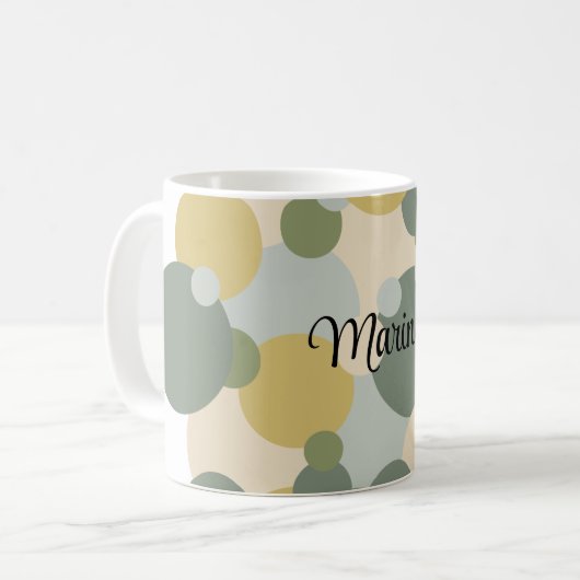 Personalisierte grün-gelbe Moleküle Kaffeetasse (Vorderseite Links)