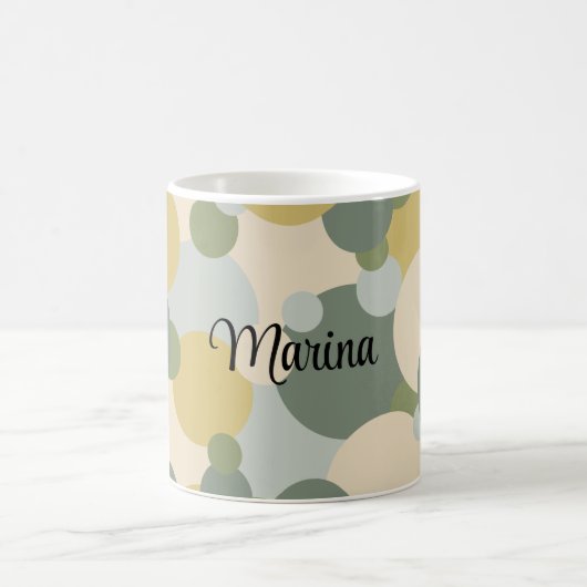 Personalisierte grün-gelbe Moleküle Kaffeetasse (Mittel)