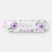 Personalisierte grün-violette Blume Skateboard (Horizontal)
