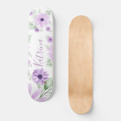 Personalisierte grün-violette Blume Skateboard (Vorderseite)