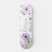 Personalisierte grün-violette Blume Skateboard (Vorderseite)