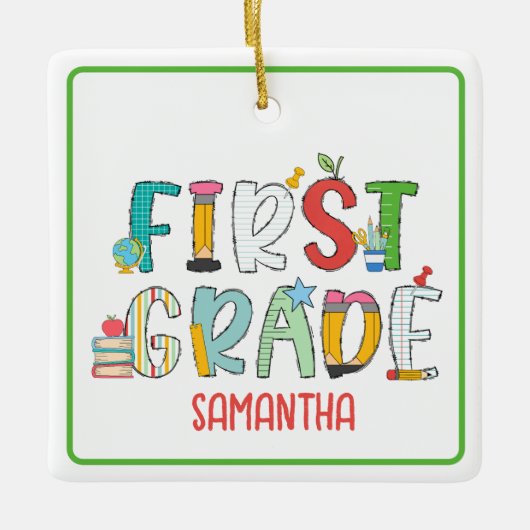 Personalisierte Grundschule Keramikornament (Vorderseite)