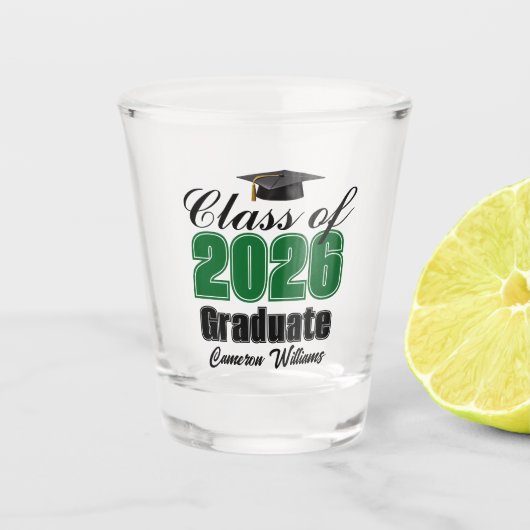 Personalisierte Grüne Abschlussfeier der Klasse 20 Schnapsglas (Vorderseite)