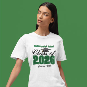 Personalisierte grüne Abschlussklasse 2026 T-Shirt