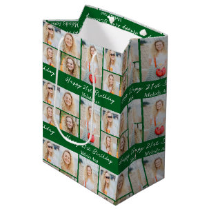 Personalisierte Grüne Alles Gute zum Geburtstag Fo Mittlere Geschenktüte