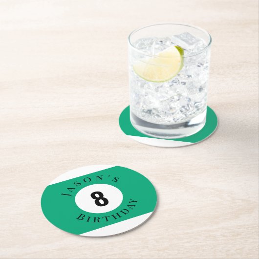 Personalisierte Grüne Billard Pool Billardkugel Ge Runder Pappuntersetzer (Vor Ort)