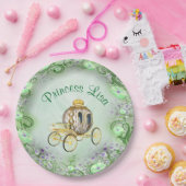 Personalisierte grüne BlumenPrinzessin verzaubert Pappteller (Party)