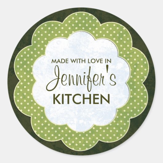 Personalisierte grüne Blütendot-Aufkleber Runder Aufkleber (Vorderseite)