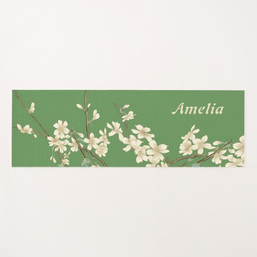 Personalisierte Grüne Frühlingsblumen Name hinzufü Yogamatte (Vorderseite (Horizontal))