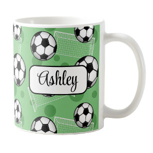Personalisierte grüne Fußball-Tasse Kaffeetasse