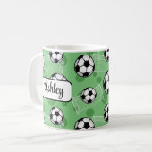 Personalisierte grüne Fußball-Tasse Kaffeetasse (Vorderseite Links)