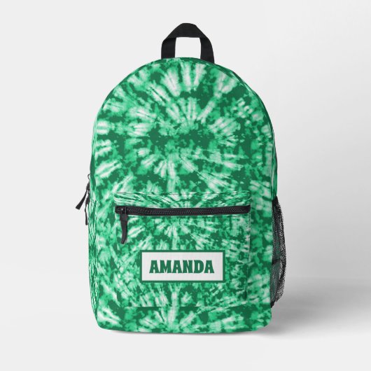 Personalisierte grüne Gefärbte Krawatte Batik Bedruckter Rucksack (Vorderseite)
