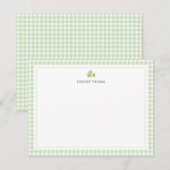 Personalisierte grüne Gingham-Rahmen-Limonade Mitteilungskarte (Vorne/Hinten)