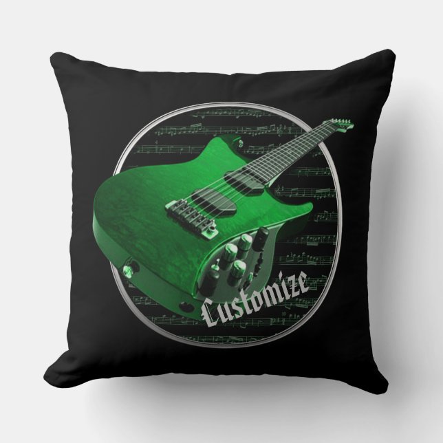 Personalisierte grüne Gitarre Kissen (Vorderseite)