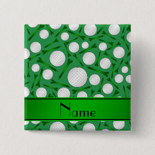 Personalisierte grüne Golfball-NamensT-Shirts Button