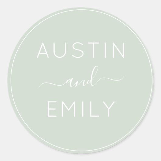 Personalisierte Grüne Hochzeit Runder Aufkleber (Vorderseite)