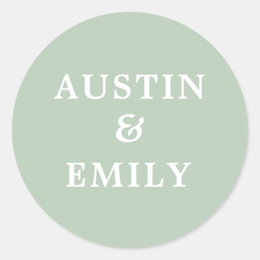 Personalisierte Grüne Hochzeit Runder Aufkleber (Vorderseite)