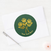 Personalisierte grüne Imitate Gold Floral Rose Runder Aufkleber (Umschlag)
