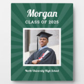 Personalisierte grüne Klasse des Abschluss-Fotos 2 Fotoplatte (Vorderseite)