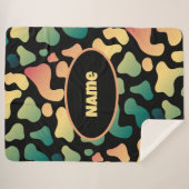 Personalisierte grüne Kuh Druck Sherpa Blankon Sherpadecke (Vorderseite (Horizontal))