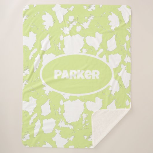 Personalisierte grüne Kuh Druck Sherpa Blankon Sherpadecke (Vorderseite)