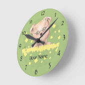 Personalisierte grüne mit Augen Teddy Round Wall U Runde Wanduhr (Winkel)