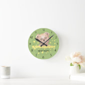 Personalisierte grüne mit Augen Teddy Round Wall U Runde Wanduhr (Zuhause)