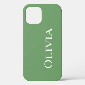 Personalisierte grüne moderne einfache Typografie iPhone 12 Pro Hülle
