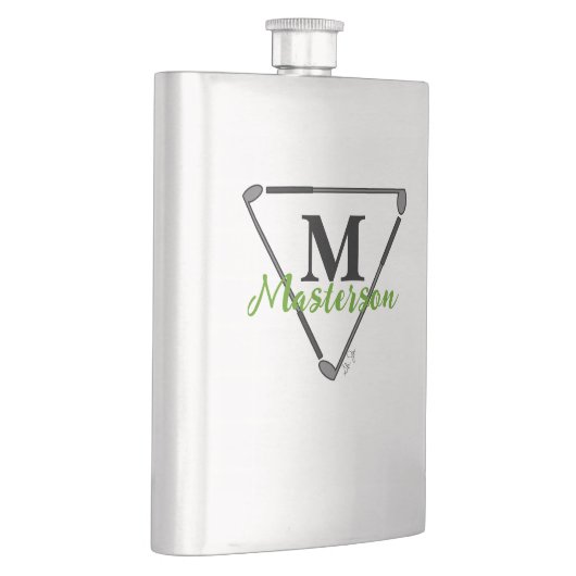 Personalisierte grüne Monogramm/Name Einzigartige Flachmann (Rechts)