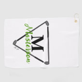 Personalisierte grüne Monogramm/Name Einzigartige Golfhandtuch (Horizontal)