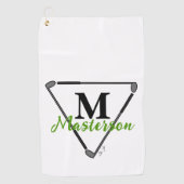 Personalisierte grüne Monogramm/Name Einzigartige Golfhandtuch (Vorderseite)