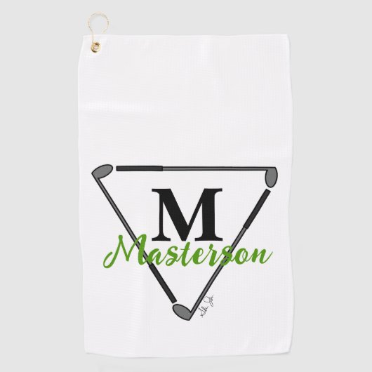 Personalisierte grüne Monogramm/Name Einzigartige  Golfhandtuch (Vorderseite)