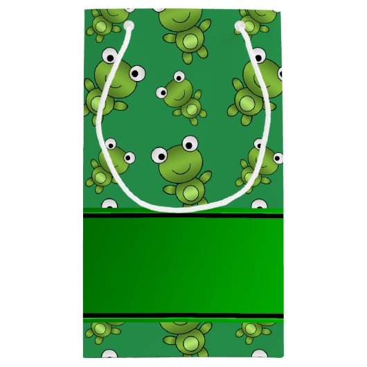 Personalisierte grüne Namensfrösche Kleine Geschenktüte (Rückseite)