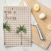 Personalisierte grüne Palmen des Gingham-Karo-| Geschirrtuch (Viertel Falte)