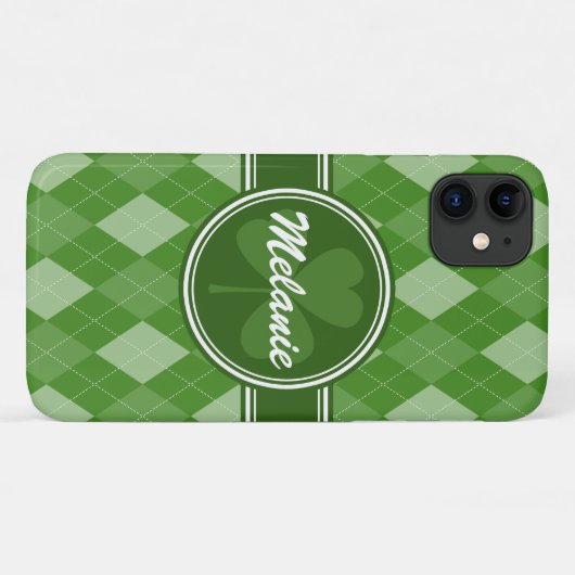 Personalisierte Grüne Raute Muster mit Klee Case-Mate iPhone Hülle (Rückseite (Horizontal))