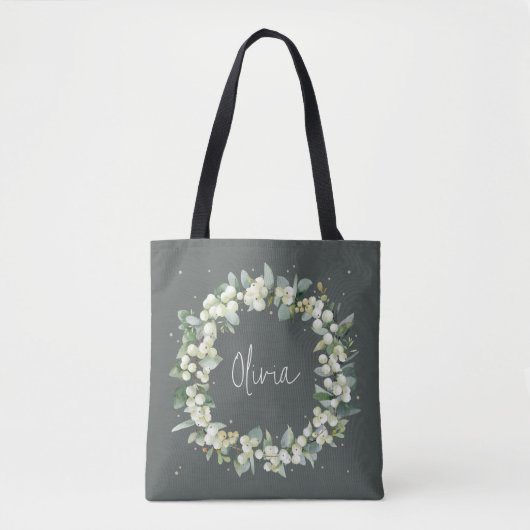 Personalisierte Grüne Snowberry+Eukalyptus Wedding Tasche (Vorderseite)